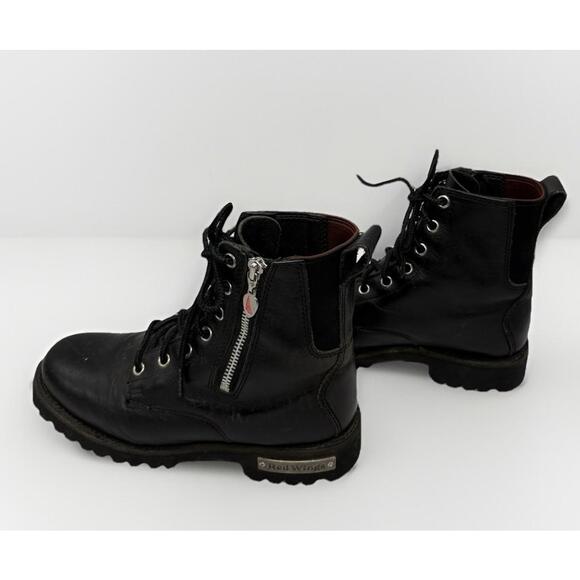 Red Wing Women's 1668 Soft Toe Black Leather Vibram Motorcycle Boots Size 6 - Picture 1 of 7